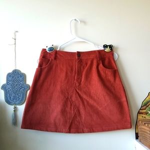 Amichi Collection Burnt Orange Corduroy Skirt Size Med